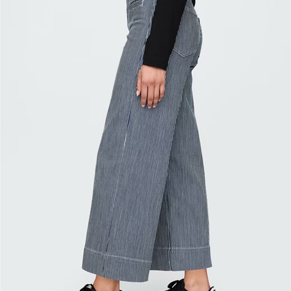 GAP High Rise Stride Wide-Leg Ankle Jeans - Railroad Stripe - Picture 3 of 7